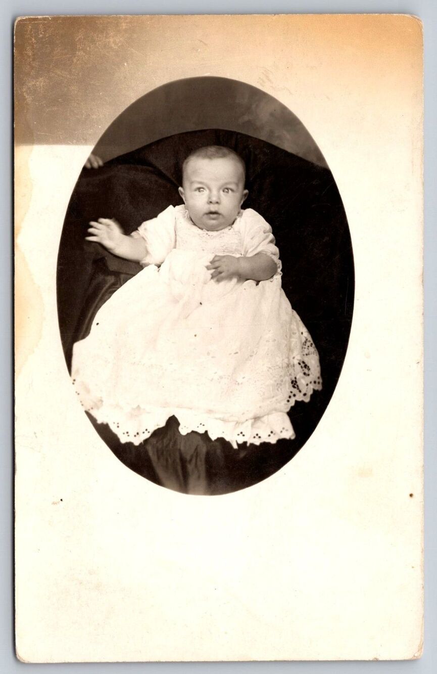 Vintage RPPC Baby Portrait Postcard 1904-1918 Antique Christening Gown AZO 4 Up